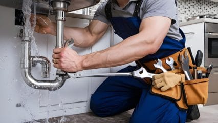 Technician using electronic equipment to detect a plumbing leak in Fort Pierce